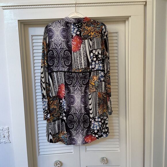 MINKPINK Women’s Blouse Mixed Print Hi Lo Lightweight Collared Button Front, XS - Picture 9 of 14